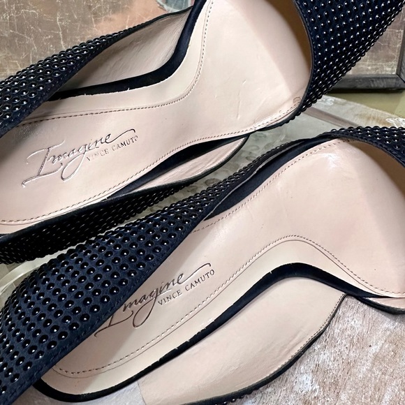 EUC Vince Camuto Imagine Line; “Ossie” d’Orsay Style Black Studded Heels Size 6 - Picture 11 of 14